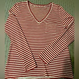 Garnet Hill Striped V-Neck Tee